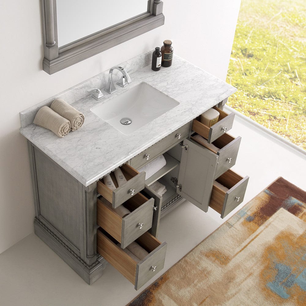 Fresca Kingston 48 Antique Silver Traditional Bathroom Vanity w/ Mirror