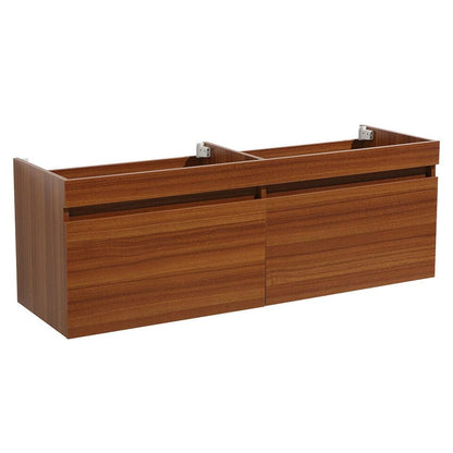 Fresca Largo 57" Teak Modern Double Sink Bathroom Cabinet