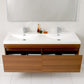 Fresca Largo Teak Modern Bathroom Vanity w/ Wavy Double Sinks