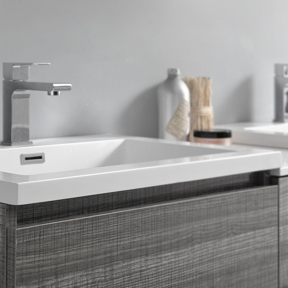 Fresca Lazzaro 60 Modern Ash Gray Free Standing Double Sink Bathroom Vanity Set