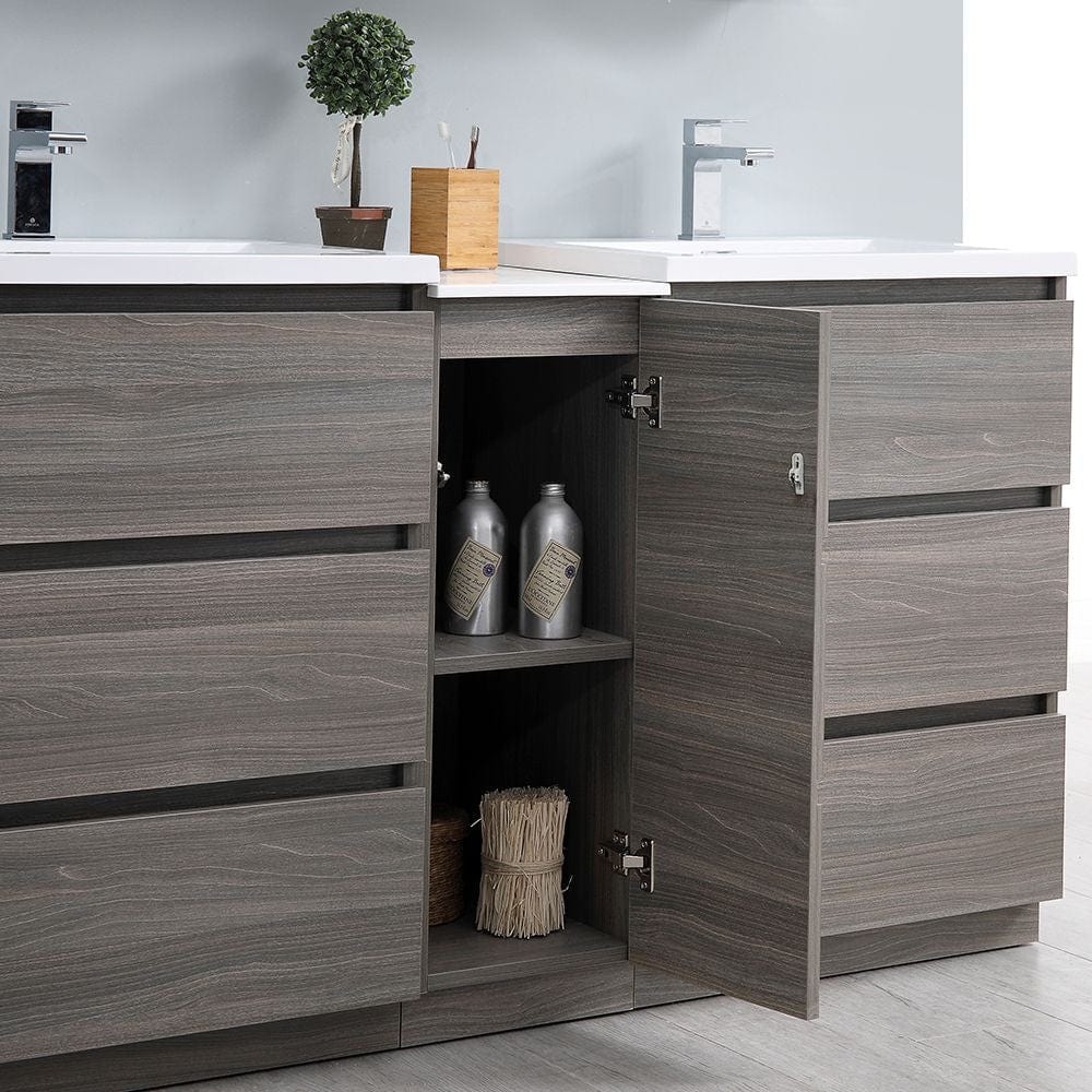 Fresca Lazzaro 60 Modern Gray Wood Free Standing Double Sink Bathroom Vanity Set