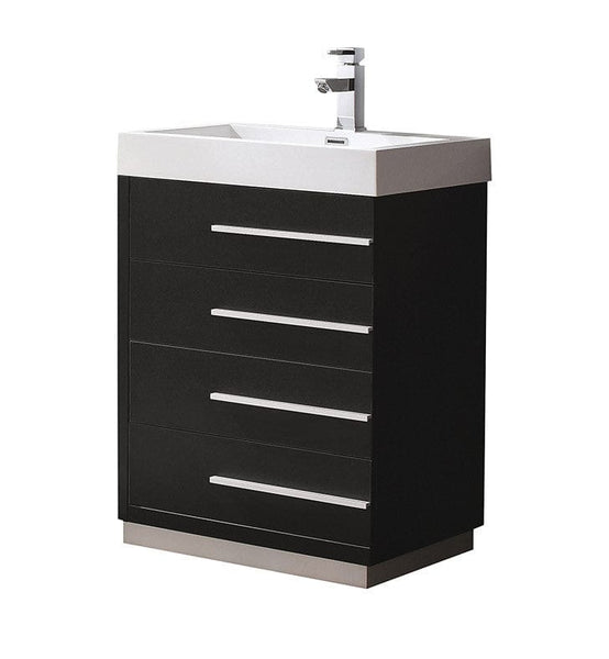 Fresca Livello 24 Black Modern Bathroom Cabinet w/ Integrated Sink