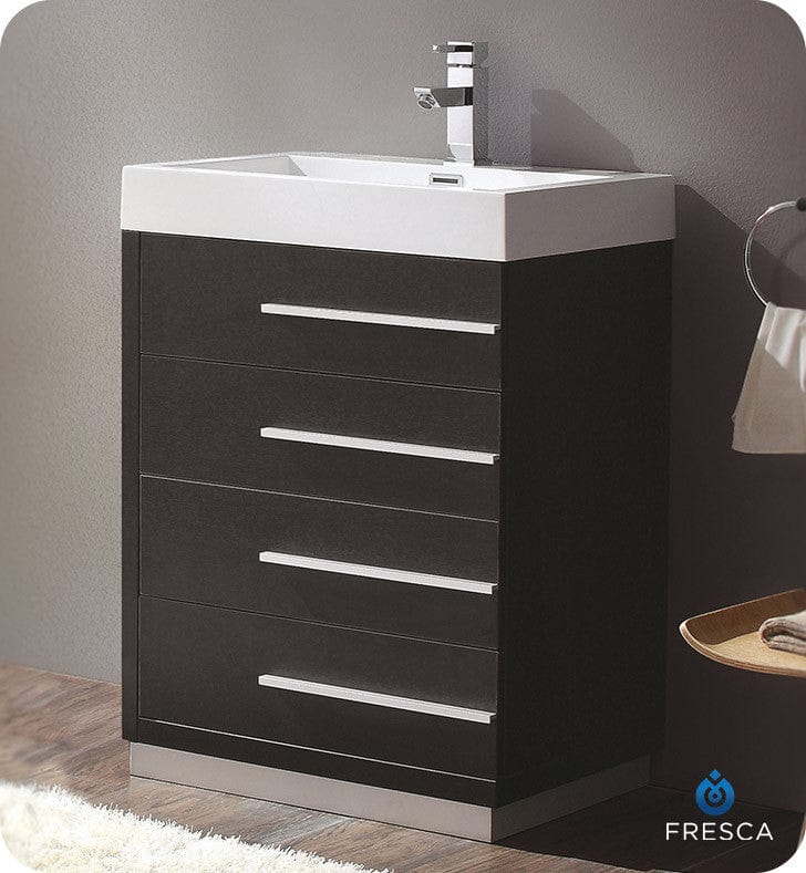 Fresca Livello 24 Black Modern Bathroom Cabinet w/ Integrated Sink