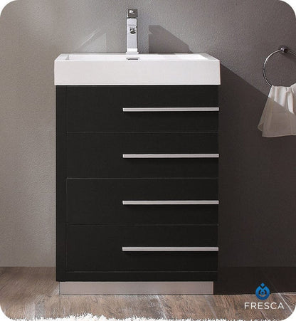 Fresca Livello 24 Black Modern Bathroom Cabinet w/ Integrated Sink