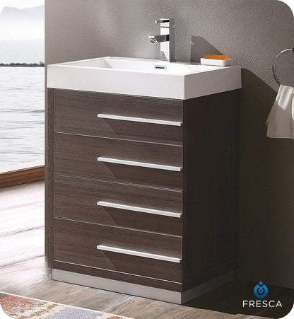 Fresca Livello 24 Gray Oak Modern Bathroom Cabinet w/ Integrated Sink