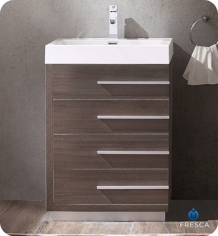 Fresca Livello 24 Gray Oak Modern Bathroom Cabinet w/ Integrated Sink