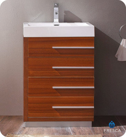 Fresca Livello 24 Teak Modern Bathroom Cabinet w/ Integrated Sink