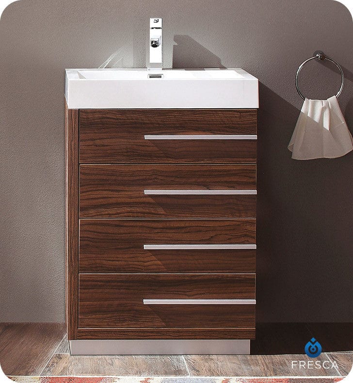 Fresca Livello 24 Walnut Modern Bathroom Cabinet w/ Integrated Sink