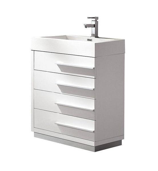 Fresca Livello 24 White Modern Bathroom Cabinet w/ Integrated Sink