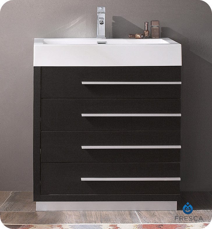 Fresca Livello 30 Black Modern Bathroom Cabinet w/ Integrated Sink