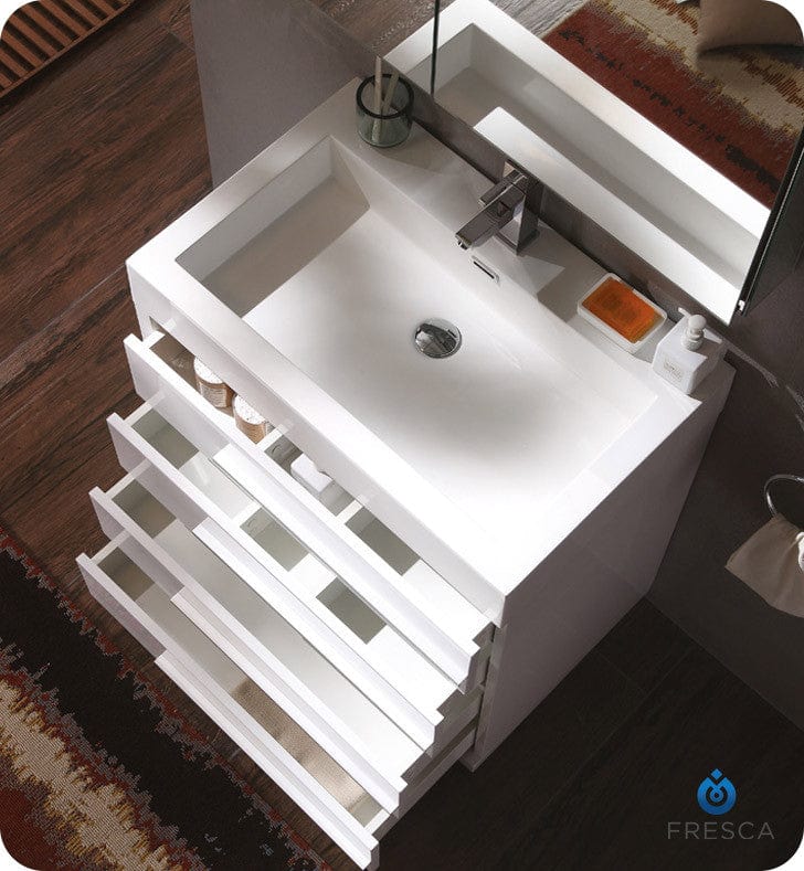 Fresca Livello 30 White Modern Bathroom Vanity w/ Medicine Cabinet