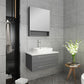 Fresca Lucera 30 Gray Wall Hung Vessel Sink Bathroom Vanity w/ Medicine Cabinet