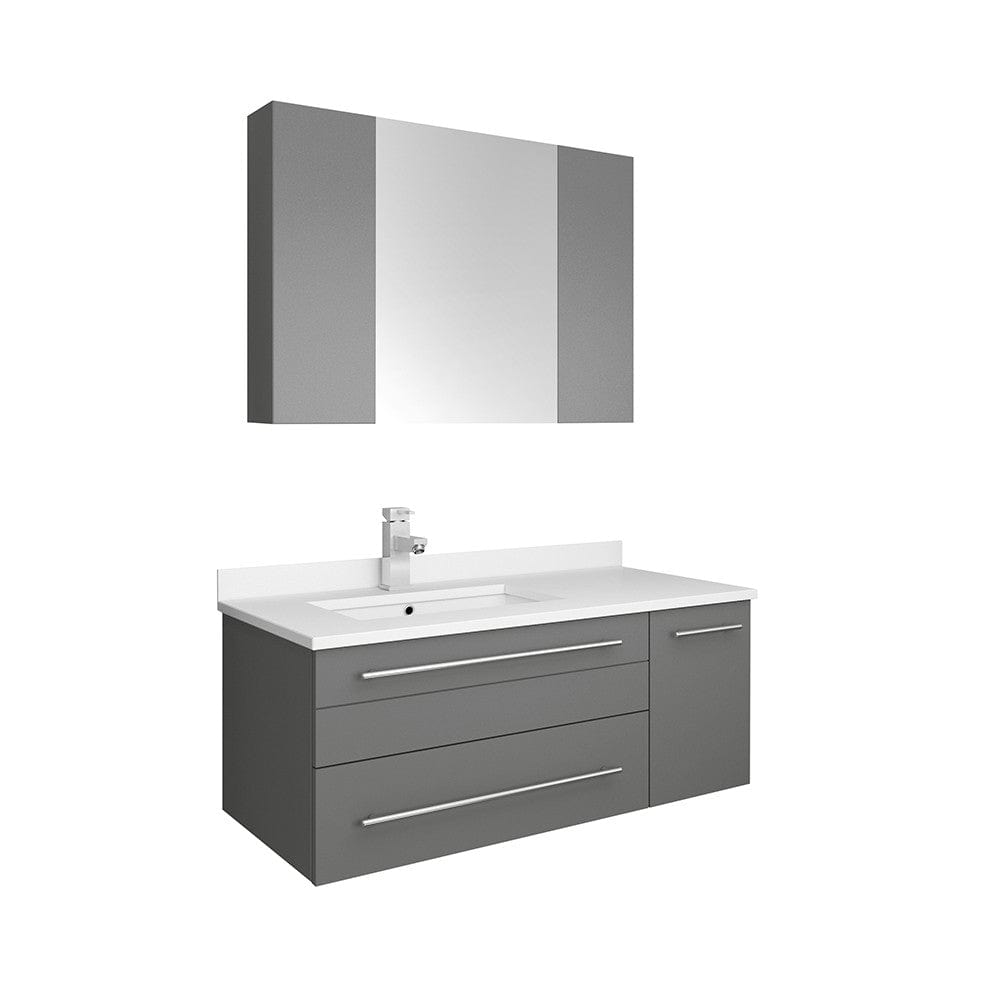 Fresca Lucera 36 Gray Wall Hung Undermount Sink  Bathroom Vanity w/ Medicine Cabinet - Left Version