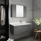 Fresca Lucera 36 Gray Wall Hung Undermount Sink Bathroom Vanity w/ Medicine Cabinet - Right Version