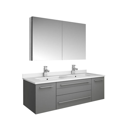 Gray Double Sink Bathroom Vanity