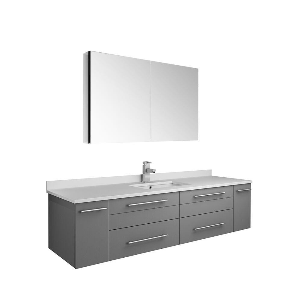 Gray Single Sink Bathroom Vanity