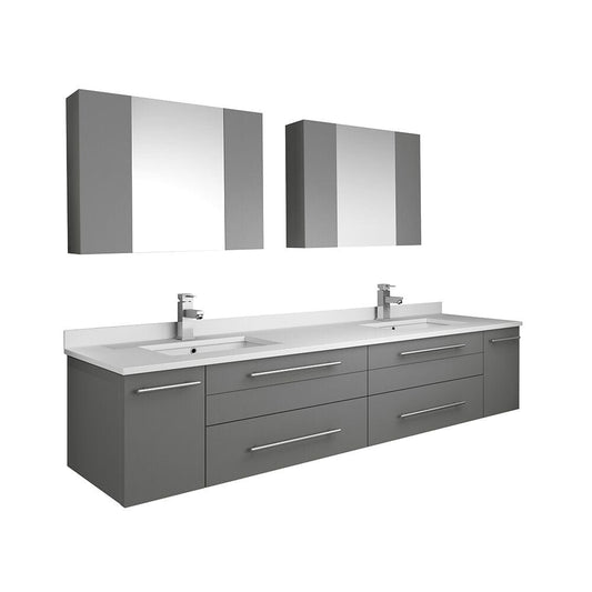 Gray Double Sink Bathroom Vanity