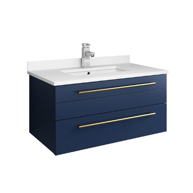 Fresca Lucera Modern 30" Royal Blue Wall Hung Undermount Sink Vanity