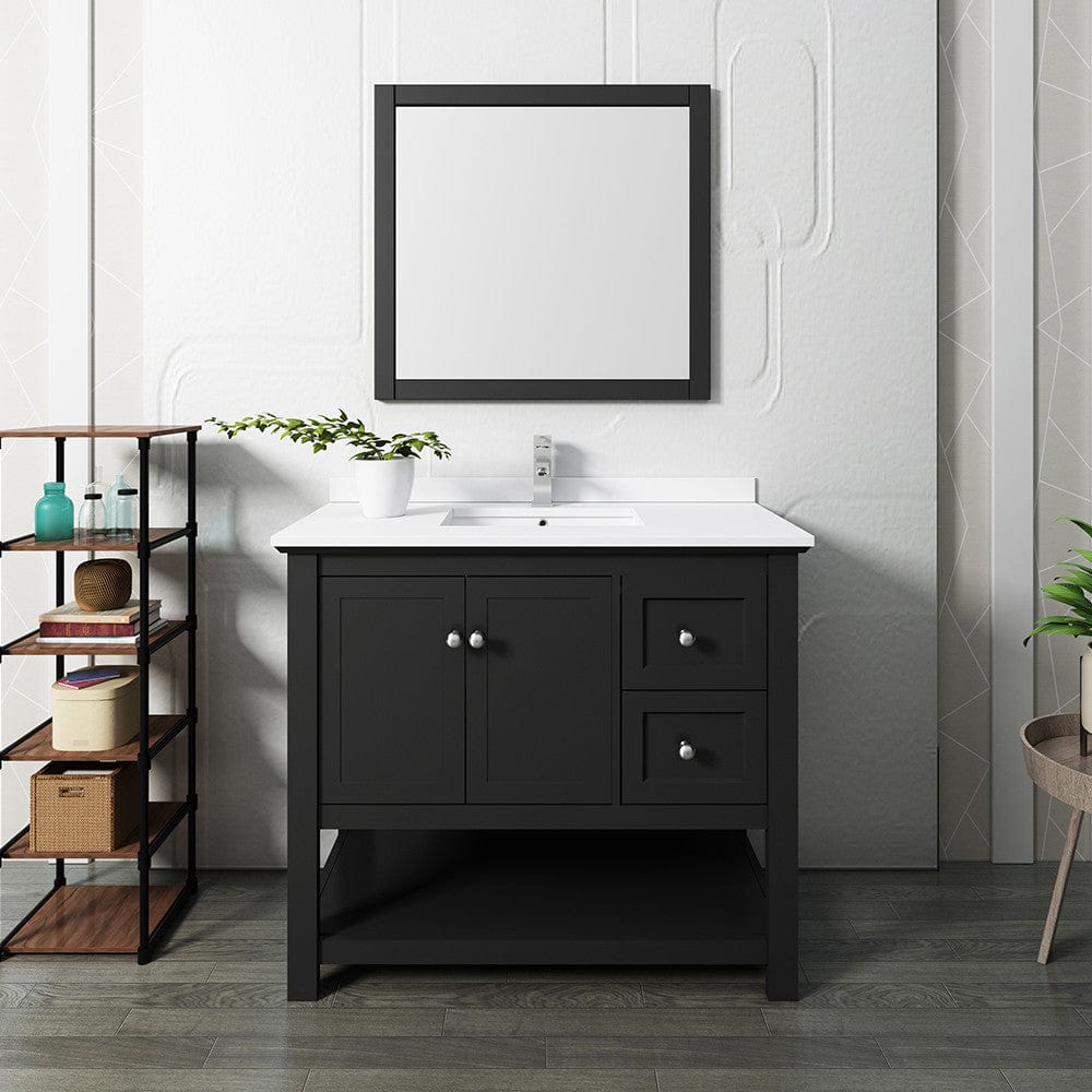 Fresca Manchester 40 Black Traditional Single Sink Bathroom Vanity w/ Mirror