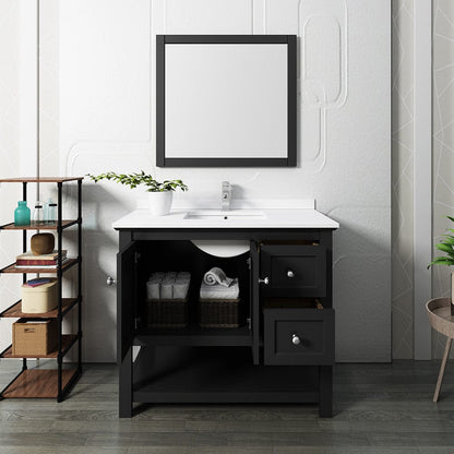 Fresca Manchester 40 Black Traditional Single Sink Bathroom Vanity w/ Mirror