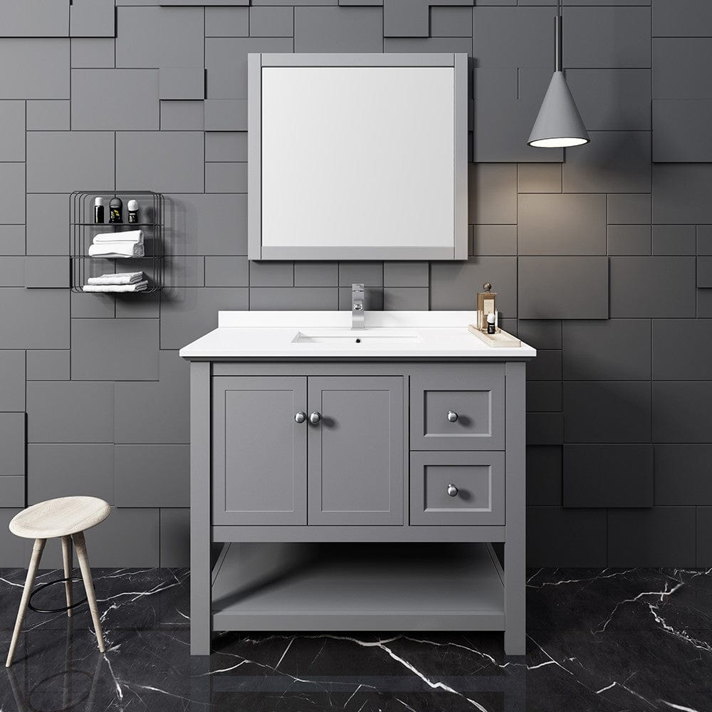 Fresca Manchester 40 Gray Traditional Bathroom Vanity w/ Mirror