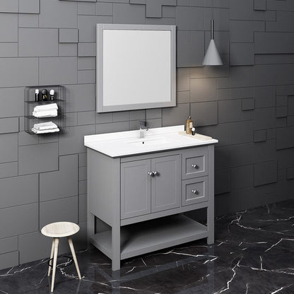 Fresca Manchester 40 Gray Traditional Bathroom Vanity w/ Mirror