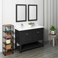 Fresca Manchester 48 Black Traditional Double Sink Bathroom Vanity w/ Mirrors