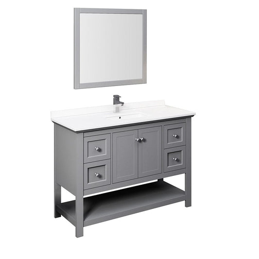 Fresca Manchester 48 Gray Traditional Bathroom Single Vanity w/ Mirror