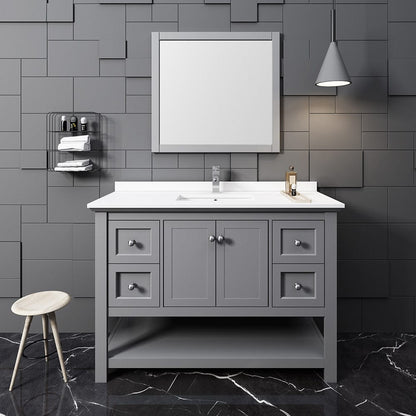 Fresca Manchester 48 Gray Traditional Bathroom Single Vanity w/ Mirror