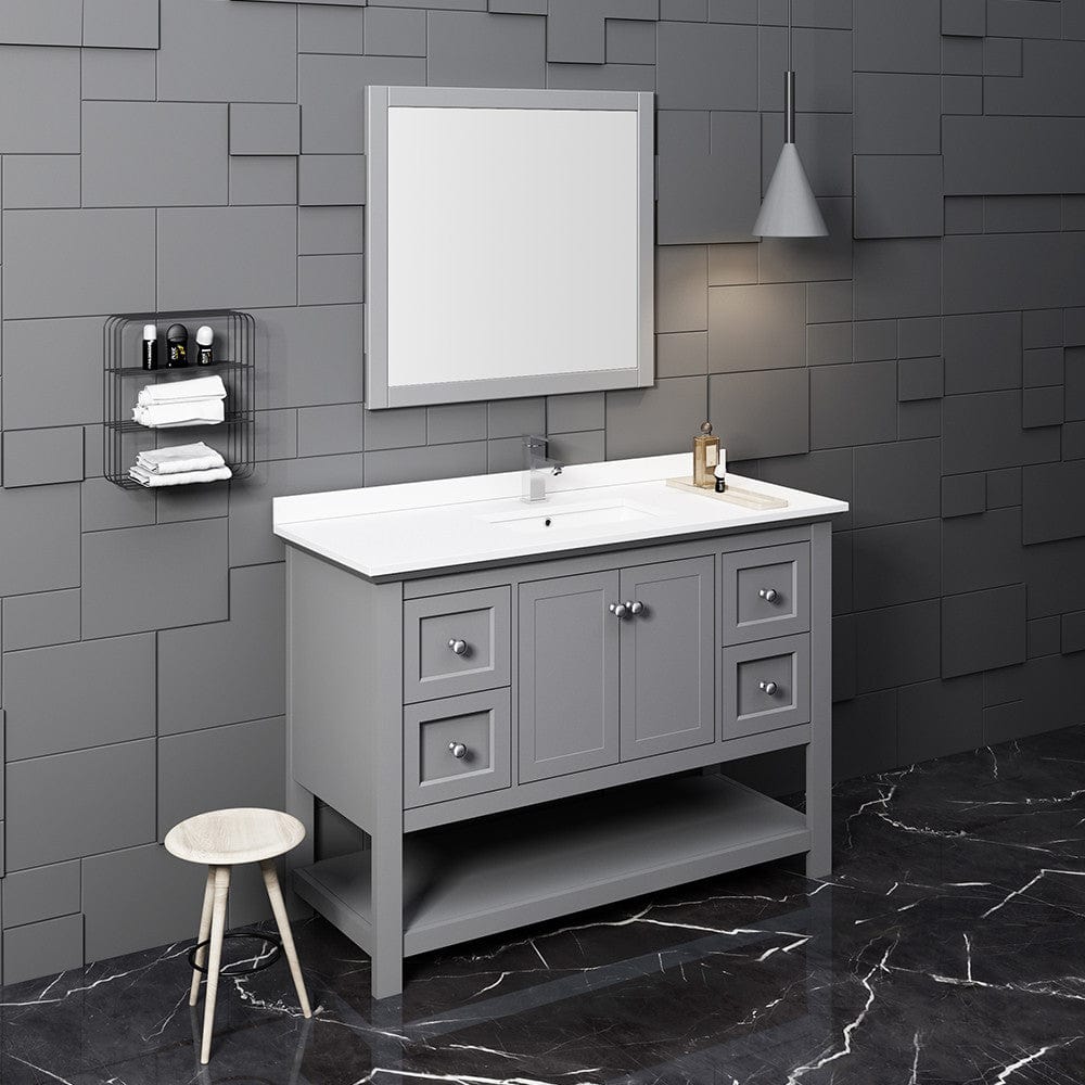 Fresca Manchester 48 Gray Traditional Bathroom Single Vanity w/ Mirror