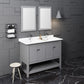 Fresca Manchester 48 Gray Traditional Double Sink Bathroom Vanity w/ Mirrors