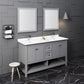 Fresca Manchester 60 Gray Traditional Double Sink Bathroom Vanity w/ Mirrors