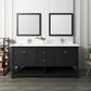 Fresca Manchester 72 Black Traditional Double Sink Bathroom Vanity w/ Mirrors