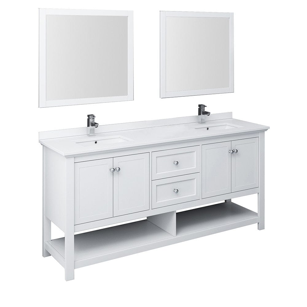 72 inch white traditional vanity