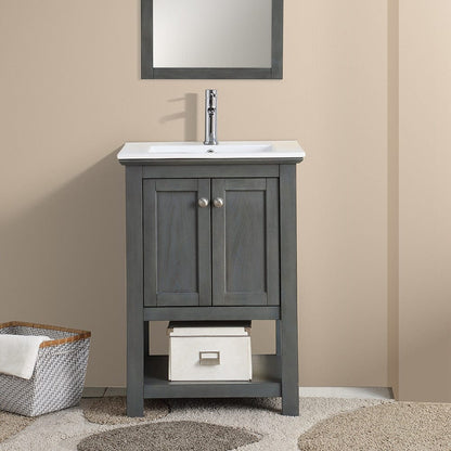 Fresca Manchester Regal 24 Gray Wood Veneer Traditional Bathroom Vanity