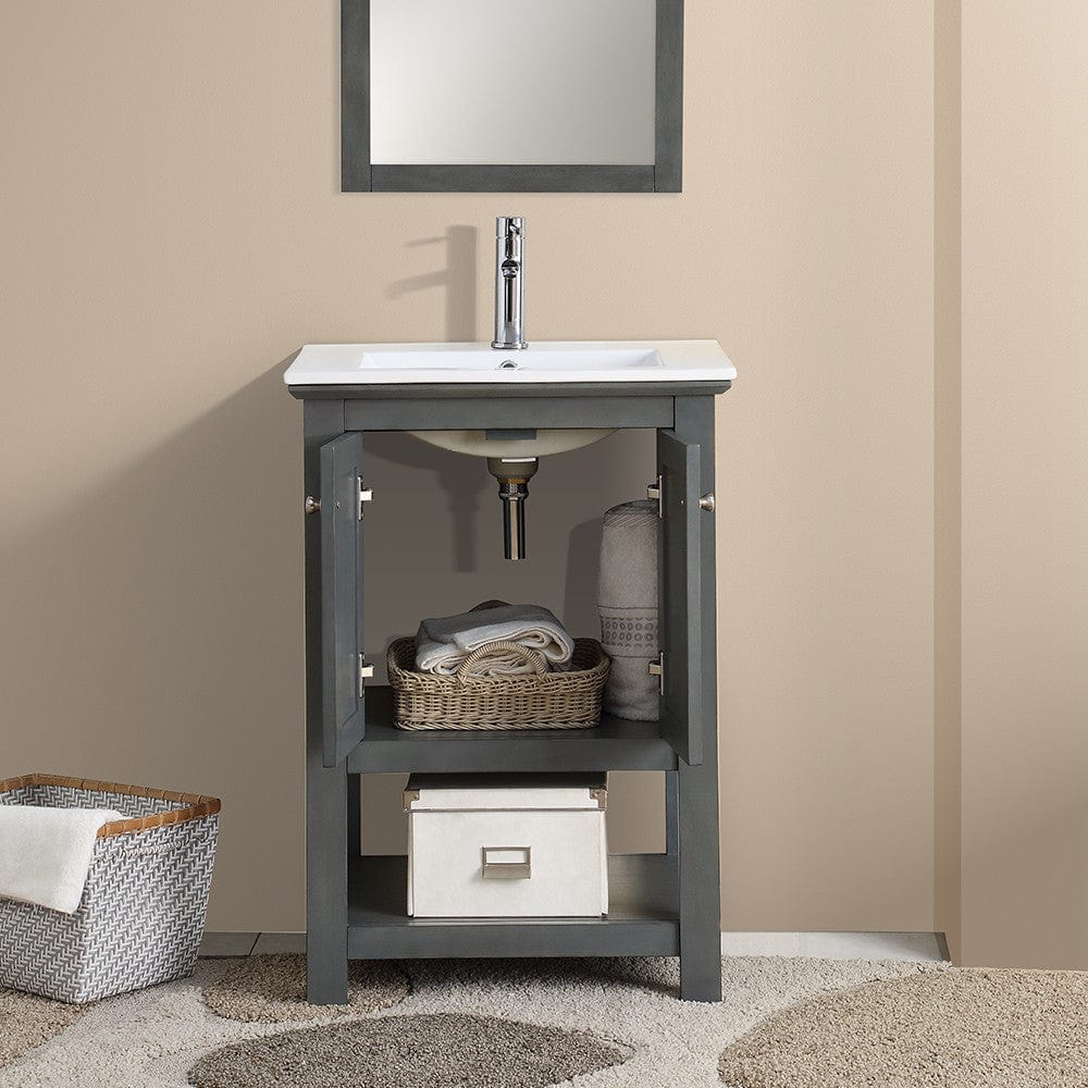 Fresca Manchester Regal 24 Gray Wood Veneer Traditional Bathroom Vanity