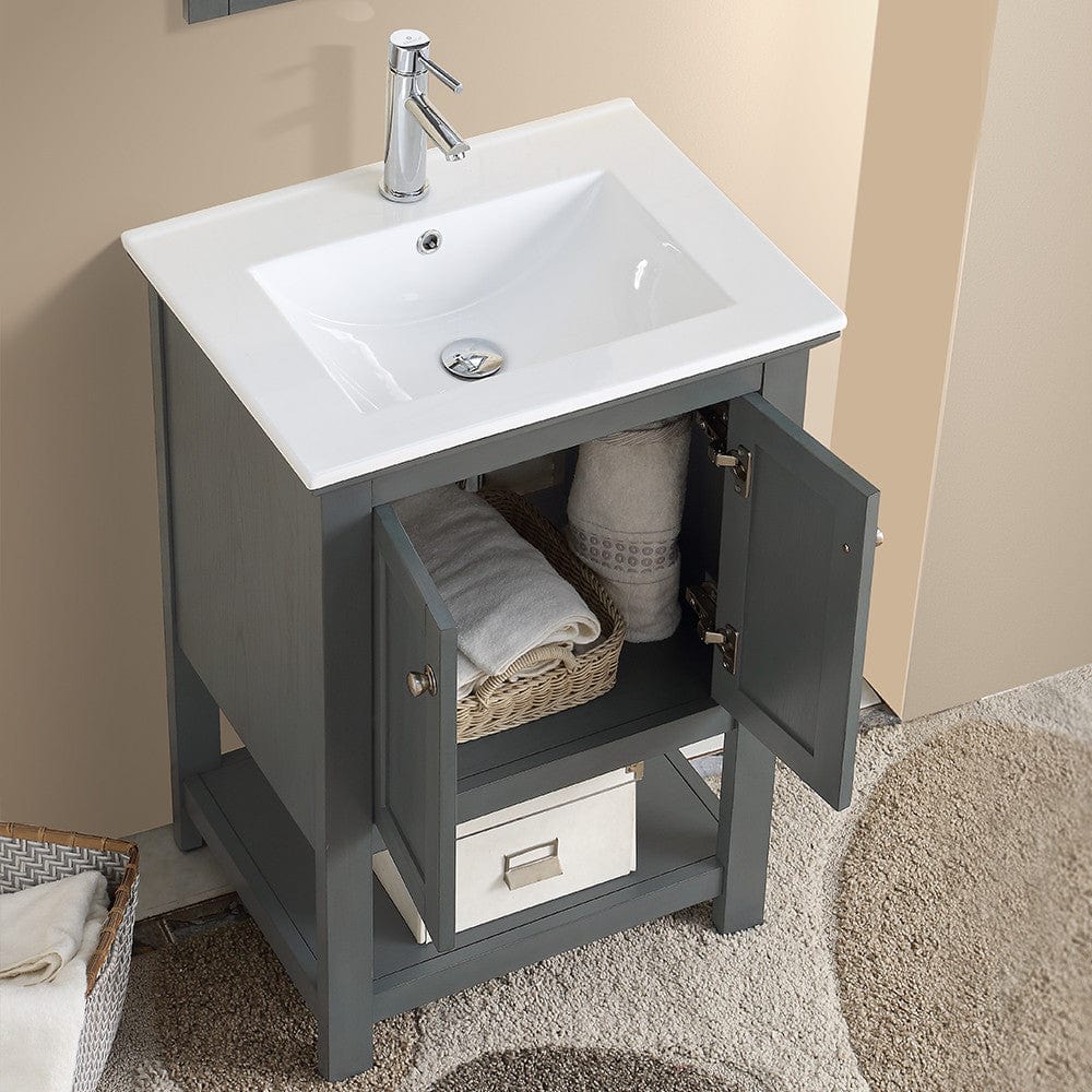 Fresca Manchester Regal 24 Gray Wood Veneer Traditional Bathroom Vanity