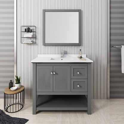 Fresca Manchester Regal 40 Gray Wood Veneer Traditional Single Bathroom Vanity w/ Mirror