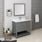 Fresca Manchester Regal 40 Gray Wood Veneer Traditional Single Bathroom Vanity w/ Mirror
