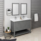 Fresca Manchester Regal 48 Gray Wood Veneer Traditional Double Sink Bathroom Vanity w/ Mirrors