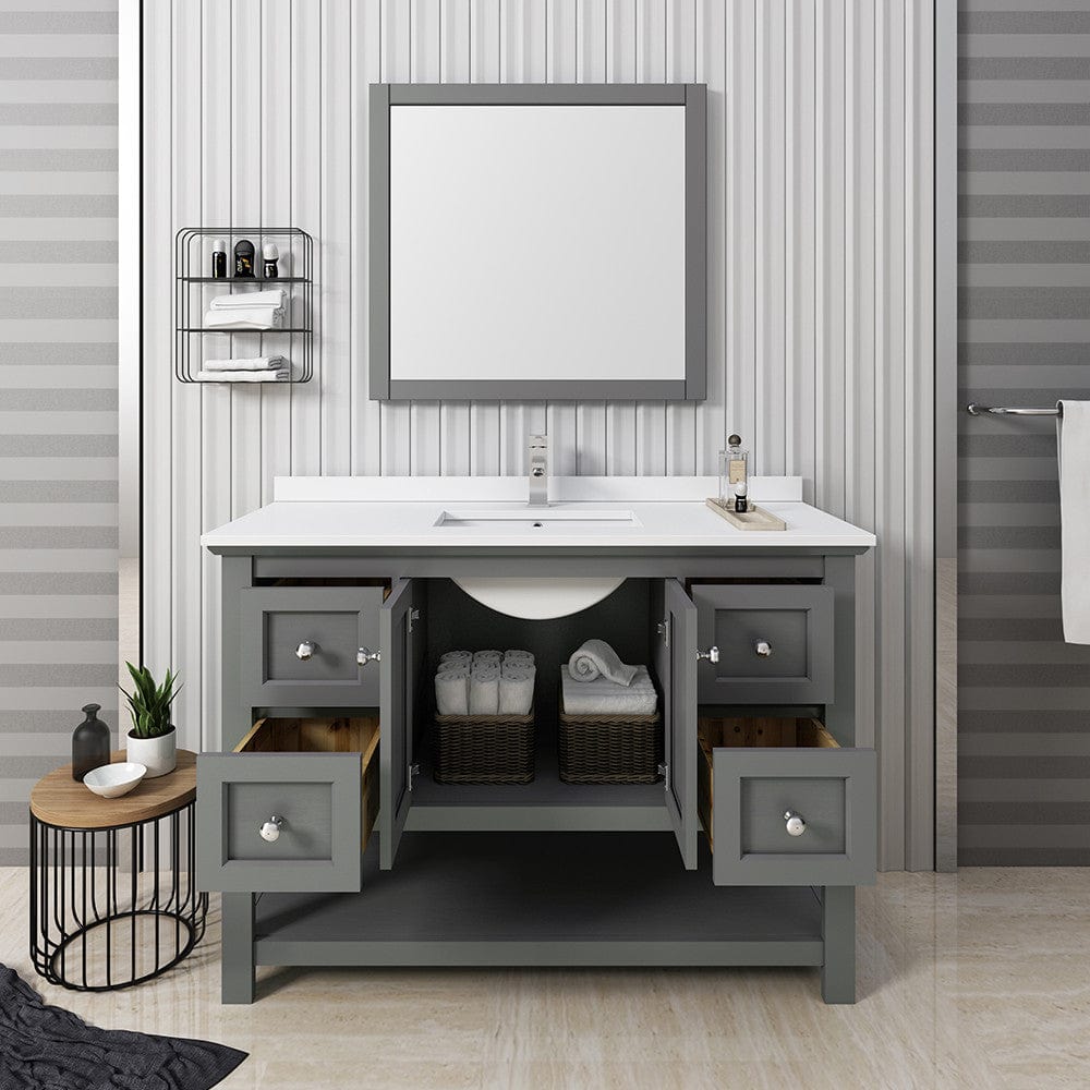 Fresca Manchester Regal 48 Single Gray Wood Veneer Traditional Bathroom Vanity w/ Mirror