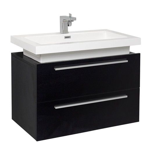 Fresca Medio 32" Black Modern Bathroom Cabinet w/ Vessel Sink