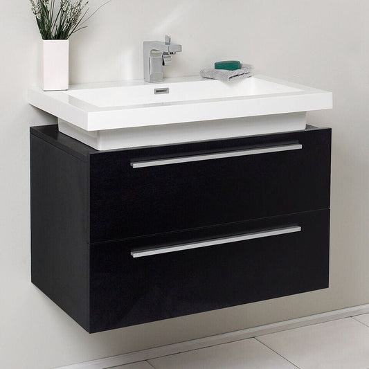 Fresca Medio 32 Black Modern Bathroom Cabinet w/ Vessel Sink