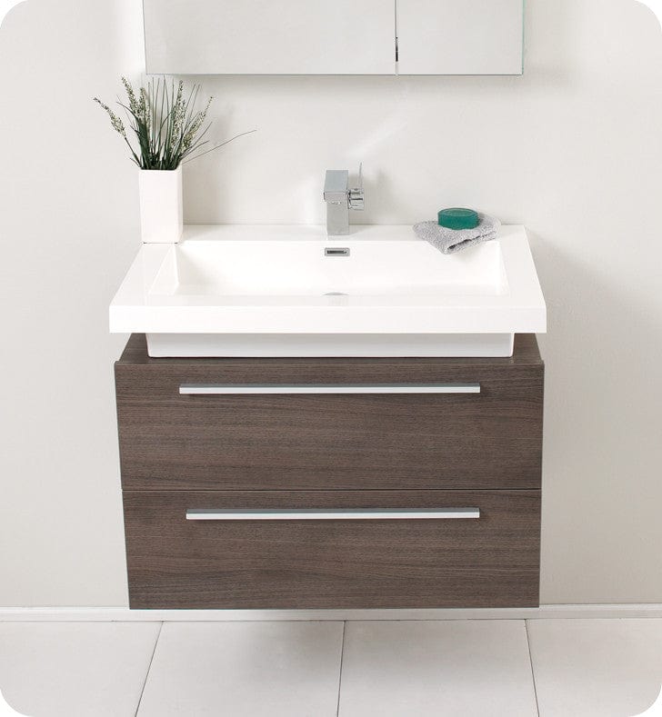 Fresca Medio Gray Oak Modern Bathroom Vanity w/ Medicine Cabinet