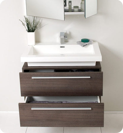 Fresca Medio Gray Oak Modern Bathroom Vanity w/ Medicine Cabinet