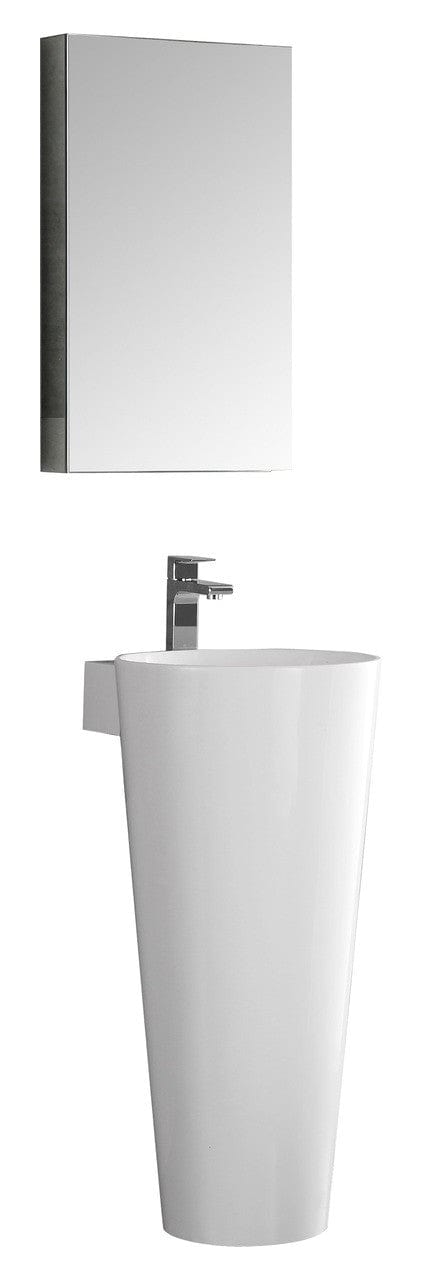 Fresca Messina 16" White Pedestal Sink w Medicine Cabinet