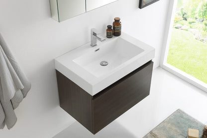 Fresca Mezzo 30 Gray Oak Wall Hung Modern Bathroom Vanity w/ Medicine Cabinet