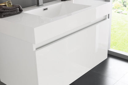 Fresca Mezzo 36 White Wall Hung Modern Bathroom Vanity w/ Medicine Cabinet