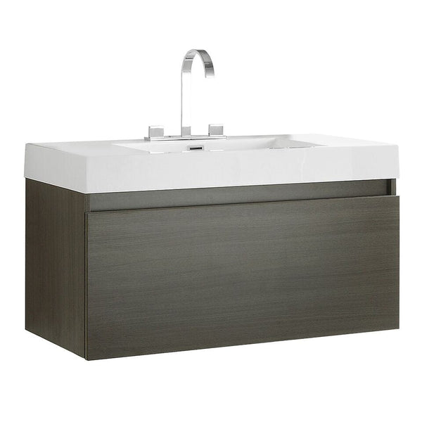 Fresca Mezzo 39 Gray Oak Modern Bathroom Cabinet w/ Integrated Sink