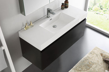 Fresca Mezzo 48 Black Wall Hung Modern Bathroom Vanity w/ Medicine Cabinet